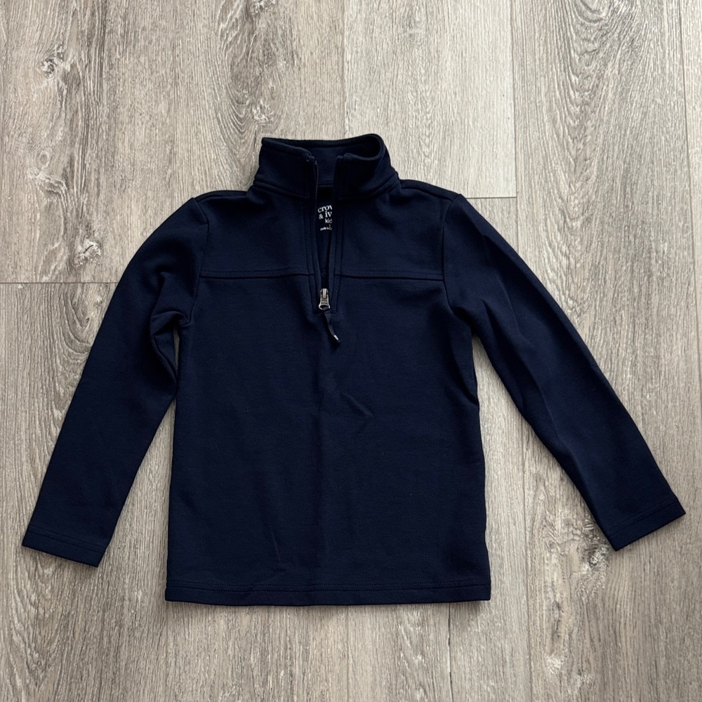 NWOT Crown & Ivy Navy Boys Quarter Zip Pullover Sweater Size 5
